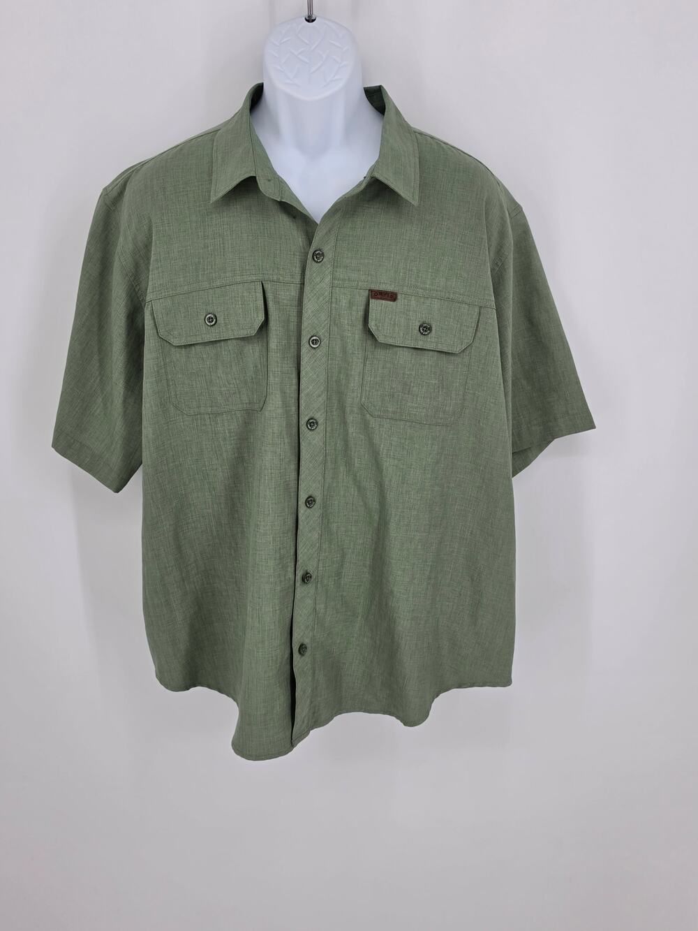 Orvis Shirt XXL Green Heather Short Sleeve Button Trail Utility Hiking Gorpcore